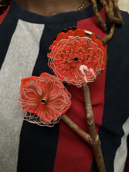 Modular flower brooch from the Central Saint Martins final-year collection
